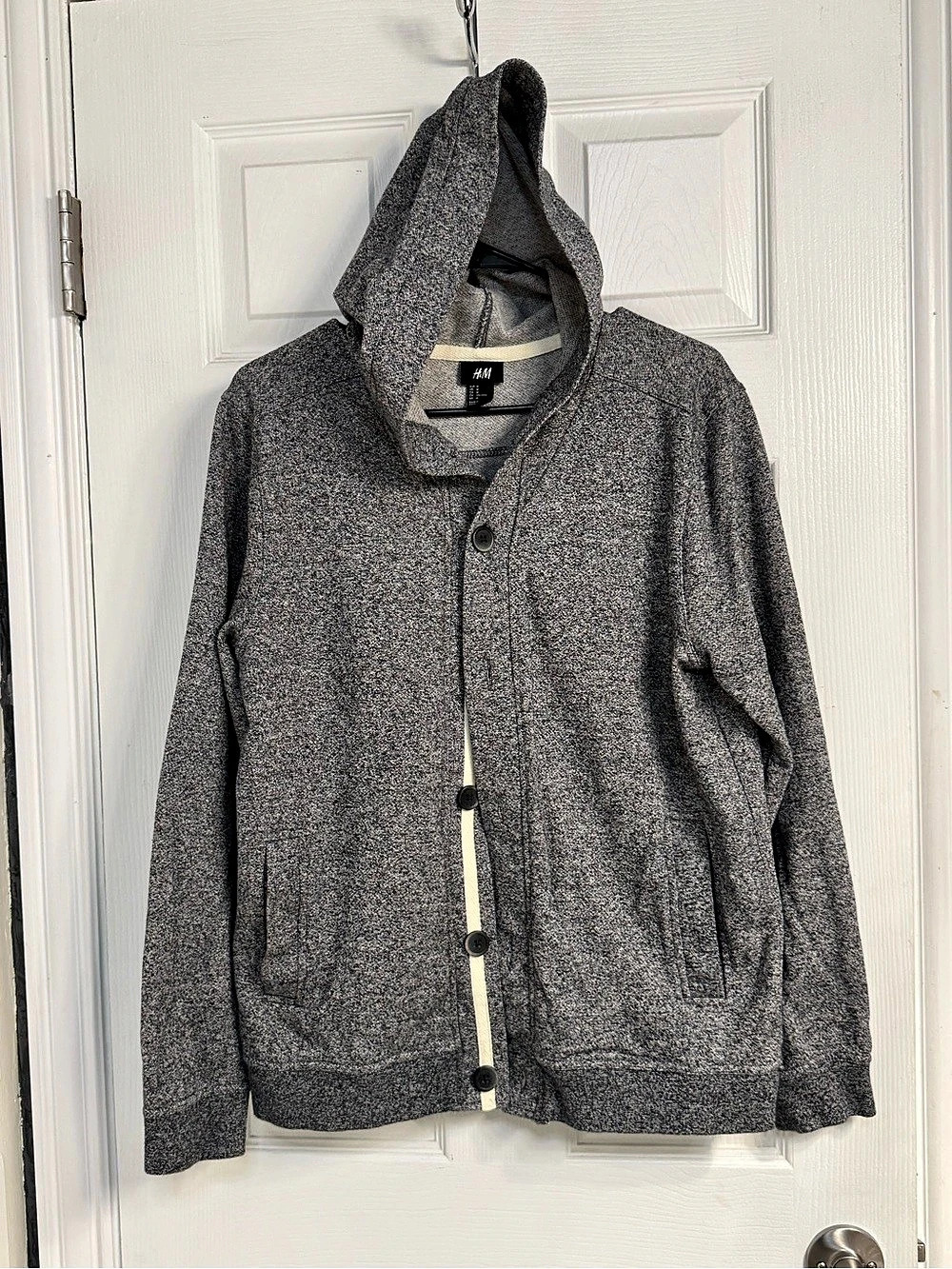 H&M Gray Hooded Button-Front Sweatshirt Size Medium